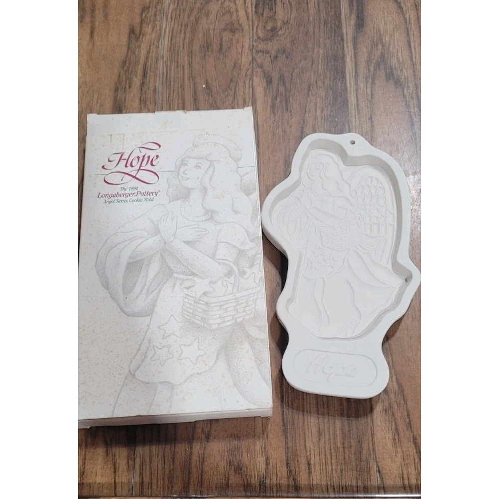 1994 Longaberger Pottery "Hope" Angel Series Cookie Mold with Original Box